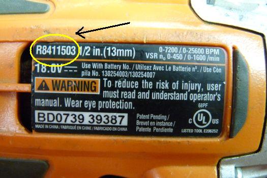 Ridgid Name Plate
